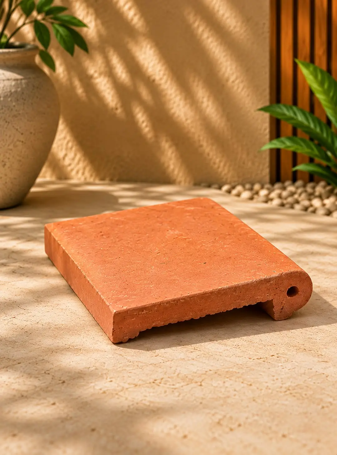 Borda Remati 11,5 x 11,5 cm em tom terracota, com textura aparente e perfil arredondado